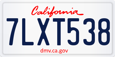 CA license plate 7LXT538