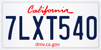 CA license plate 7LXT540