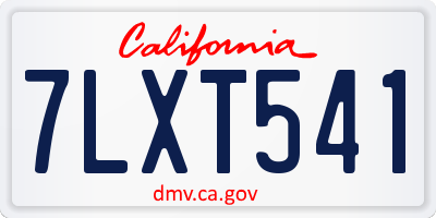 CA license plate 7LXT541