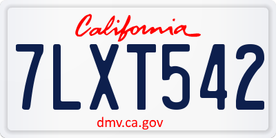 CA license plate 7LXT542