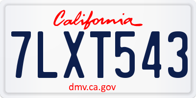 CA license plate 7LXT543