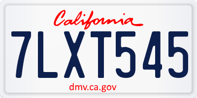 CA license plate 7LXT545