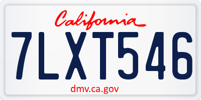 CA license plate 7LXT546