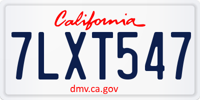 CA license plate 7LXT547