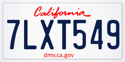 CA license plate 7LXT549