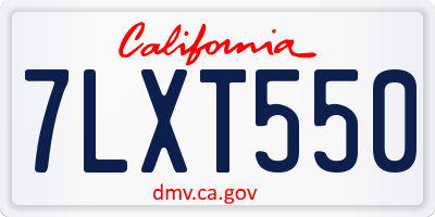 CA license plate 7LXT550
