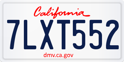 CA license plate 7LXT552