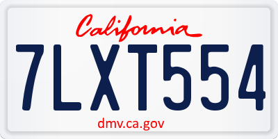 CA license plate 7LXT554