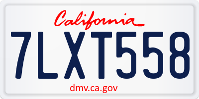 CA license plate 7LXT558