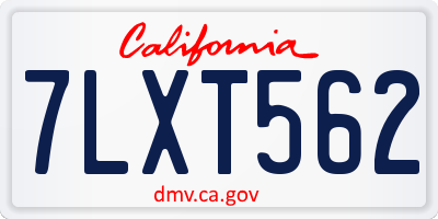 CA license plate 7LXT562