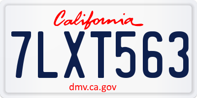 CA license plate 7LXT563