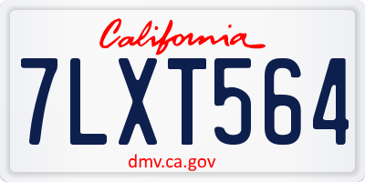 CA license plate 7LXT564