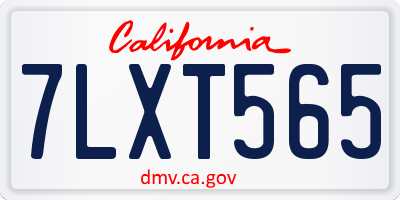 CA license plate 7LXT565