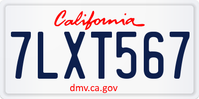 CA license plate 7LXT567