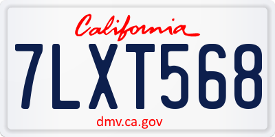 CA license plate 7LXT568