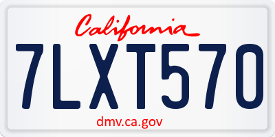CA license plate 7LXT570