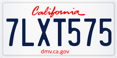 CA license plate 7LXT575