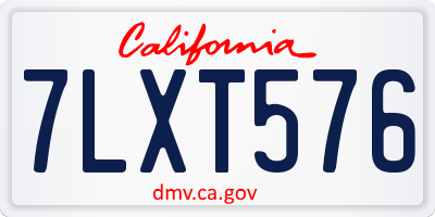 CA license plate 7LXT576