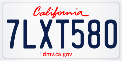 CA license plate 7LXT580