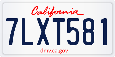CA license plate 7LXT581
