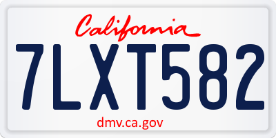CA license plate 7LXT582