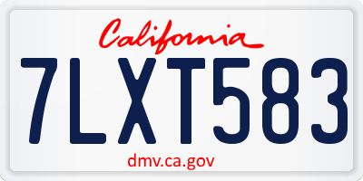 CA license plate 7LXT583