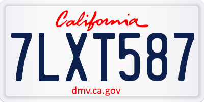 CA license plate 7LXT587