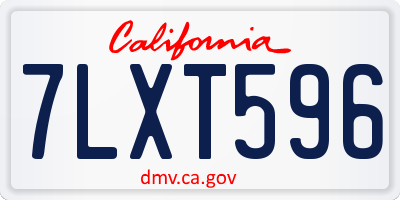 CA license plate 7LXT596