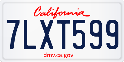 CA license plate 7LXT599