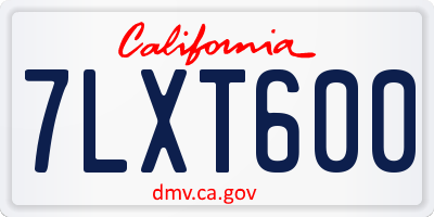 CA license plate 7LXT600