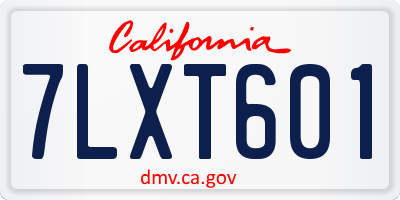 CA license plate 7LXT601