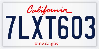 CA license plate 7LXT603