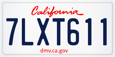 CA license plate 7LXT611