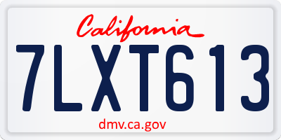CA license plate 7LXT613