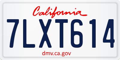 CA license plate 7LXT614