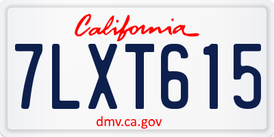 CA license plate 7LXT615
