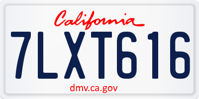 CA license plate 7LXT616