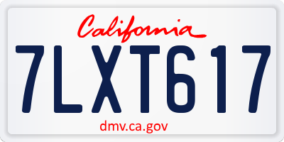 CA license plate 7LXT617