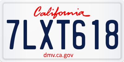 CA license plate 7LXT618