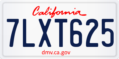 CA license plate 7LXT625