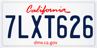 CA license plate 7LXT626