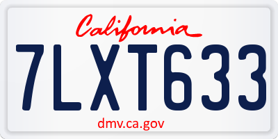 CA license plate 7LXT633