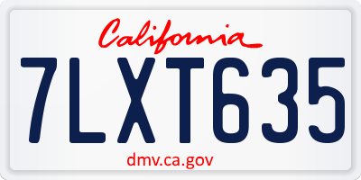CA license plate 7LXT635