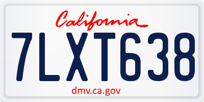 CA license plate 7LXT638