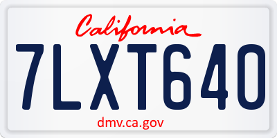 CA license plate 7LXT640