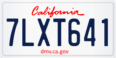 CA license plate 7LXT641