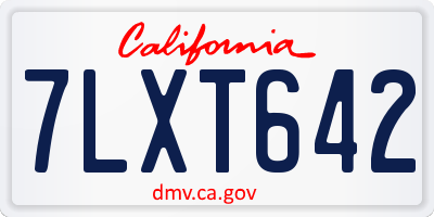 CA license plate 7LXT642