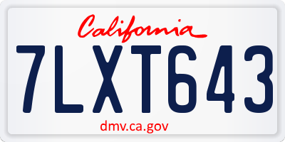 CA license plate 7LXT643