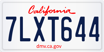 CA license plate 7LXT644