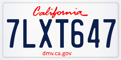 CA license plate 7LXT647
